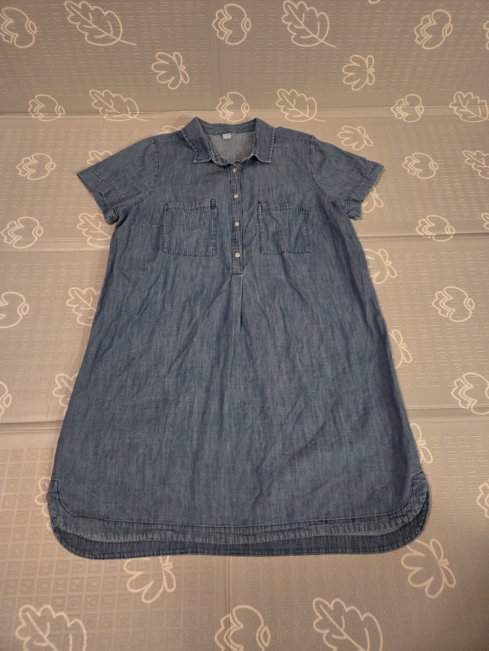 Old Navy Womens Chambray Dress Button Up Short Sleeves Size XL
